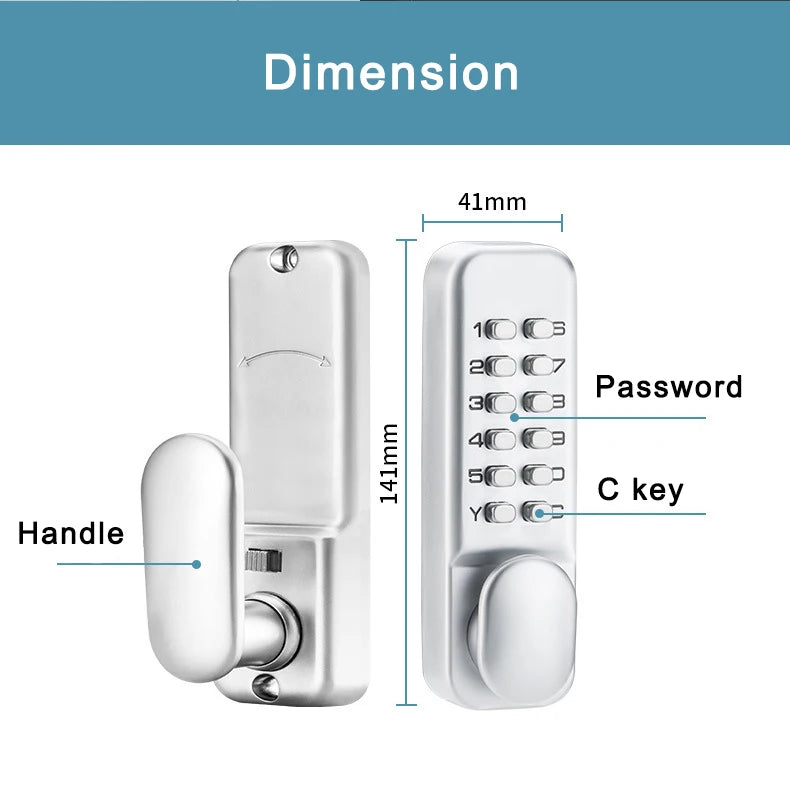 Waterproof Mechanical Password Code Number Single Latch Lock For Outdoor Wooden Door