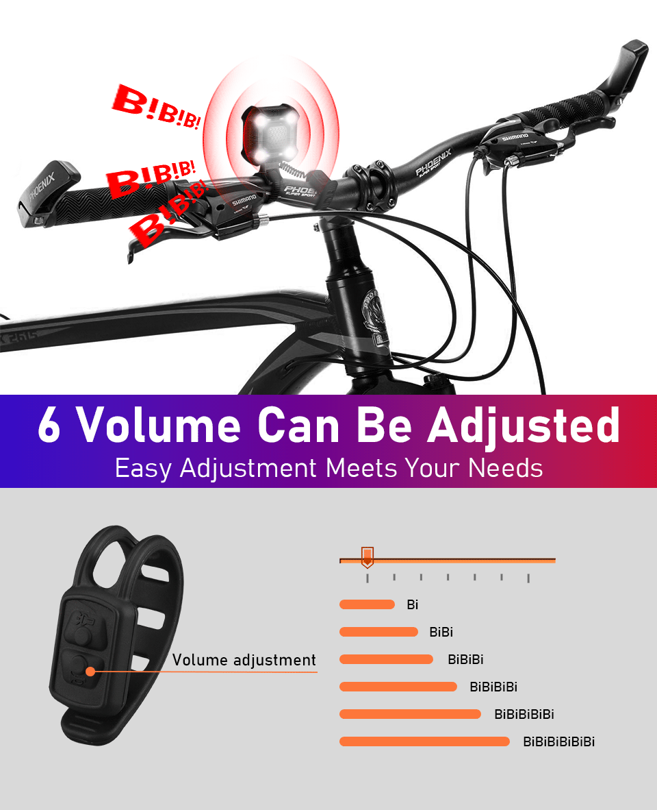 Sectyme Bicycle Light Horn Waterproof IPX6 Waterproof USB Charging Bike Headlight Flashlight 140dB 8 Adjustable Lighting Modes