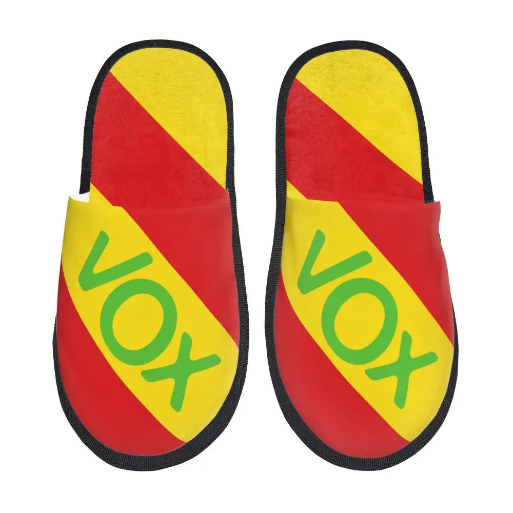 Custom Spain Vox Stripe Flag Soft Scuff With Memory Foam Slippers Women Spanish Political Party Spa House Shoes