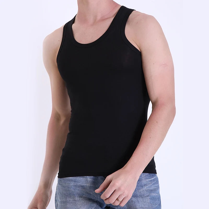5/1 Pcs Men's Pure Cotton Sports Vest Solid Color Classic Four Seasons Thin Joker Sleeveless Slim Vest Youth Fitness Running T
