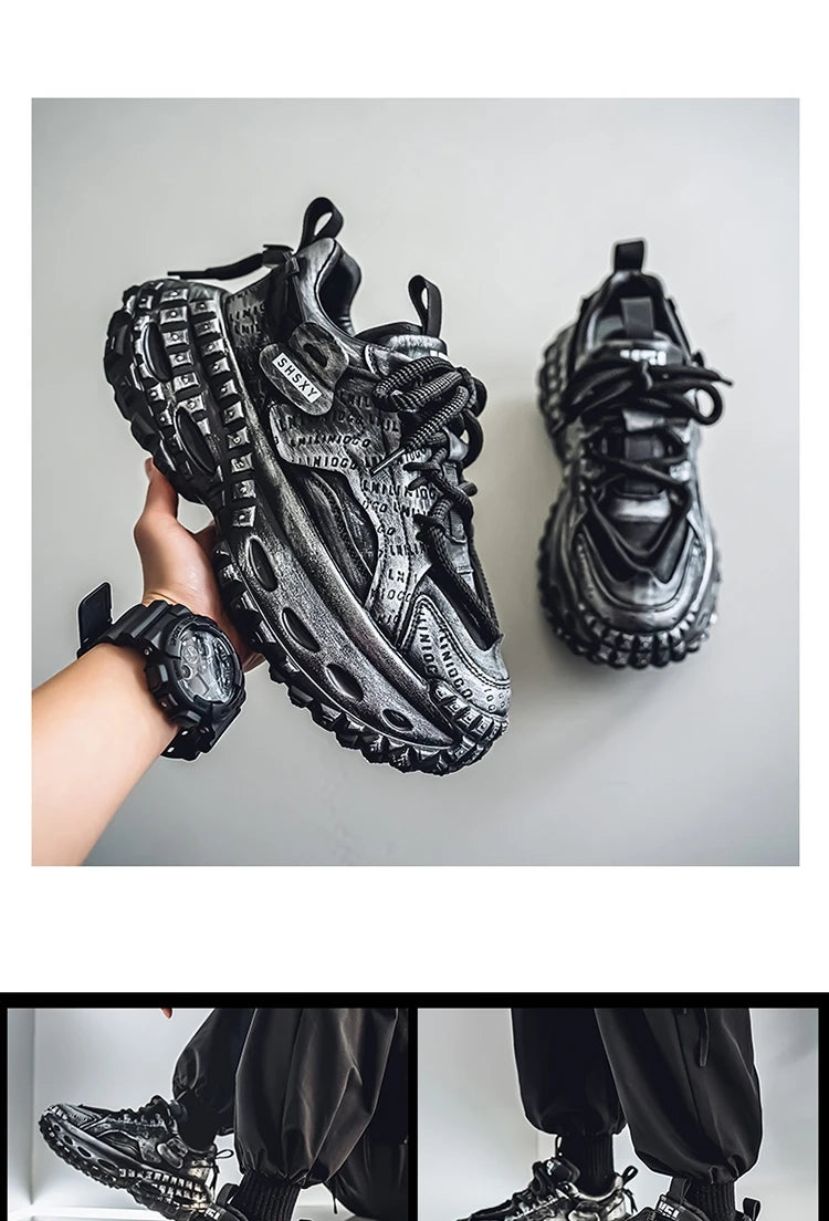 Retro Autumn Low-top Thick-sole Dad Shoes Men's Fashionable Breathable Comfortable Casual Shoes  Outdoor Walking Fitness Youth