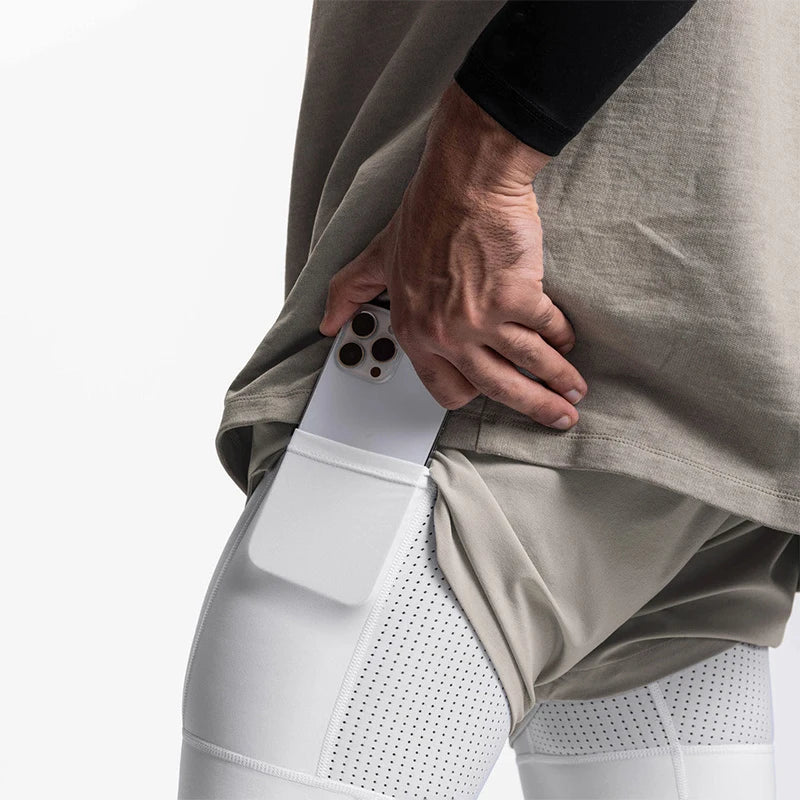 Men's 2-in-1 Running Shorts Quick Dry Gym Sports Shorts Double Layer Breathable Beach Fitness Inner Lining Summer 2025