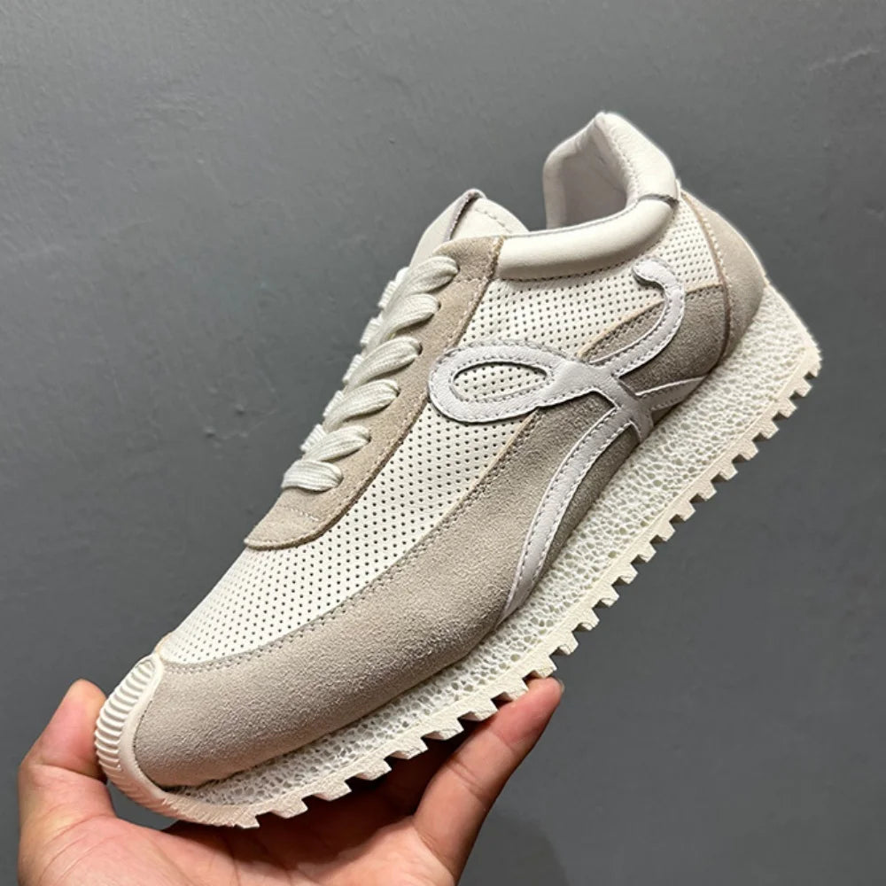 QHCCID Handmade Cowhide Breathable Shoes Sneakers Training Soft Sole Shoes