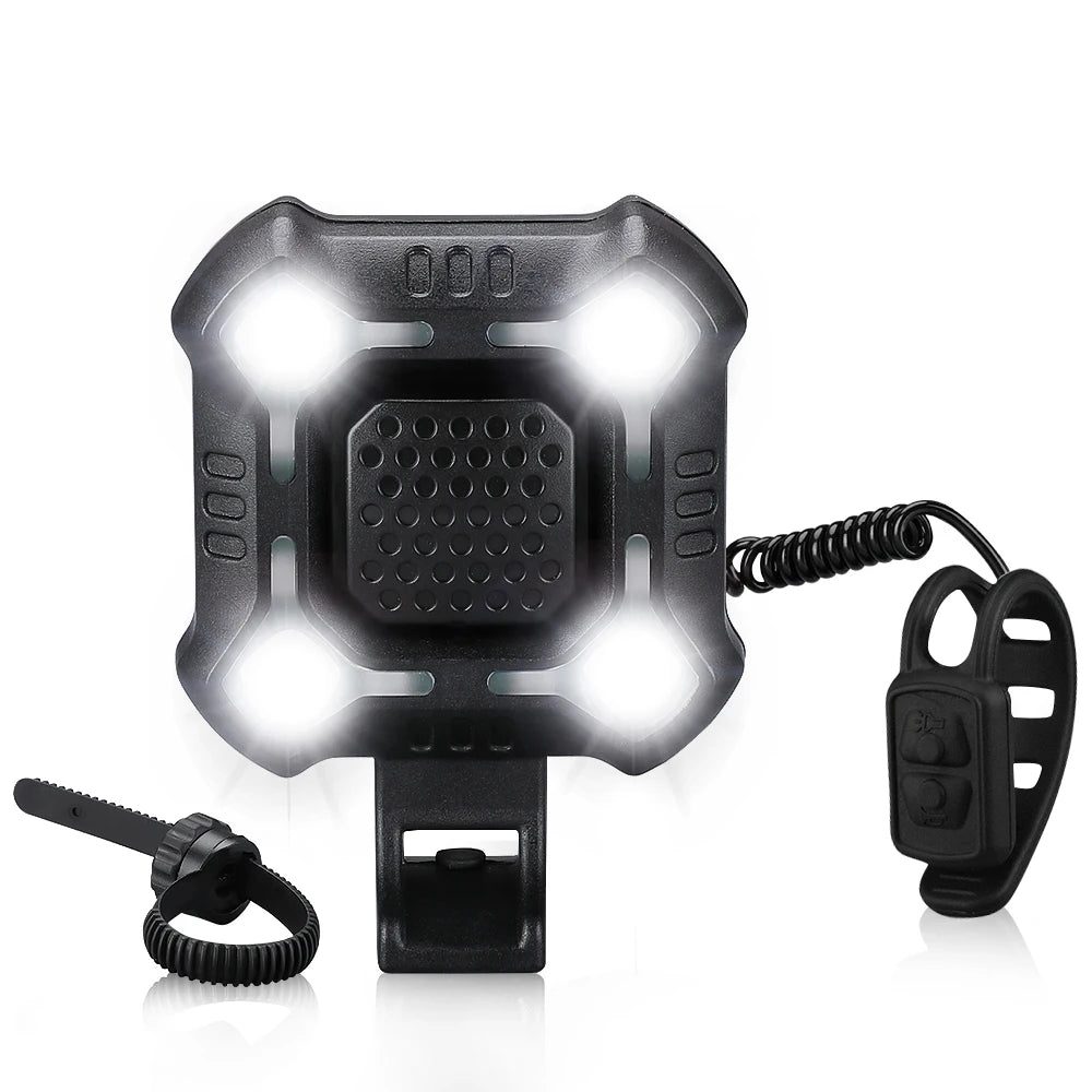 Sectyme Bicycle Light Horn Waterproof IPX6 Waterproof USB Charging Bike Headlight Flashlight 140dB 8 Adjustable Lighting Modes