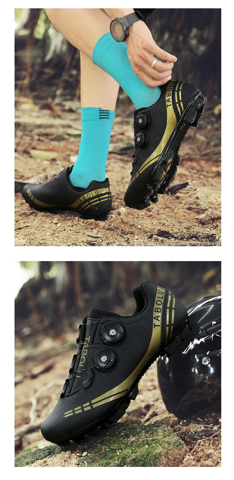 Double Buckle Cycling Shoes Men Women Nylon Bike Riding Shoes Mountain Road Bicycle Sneakers Cycling Fitness Training Shoes Male