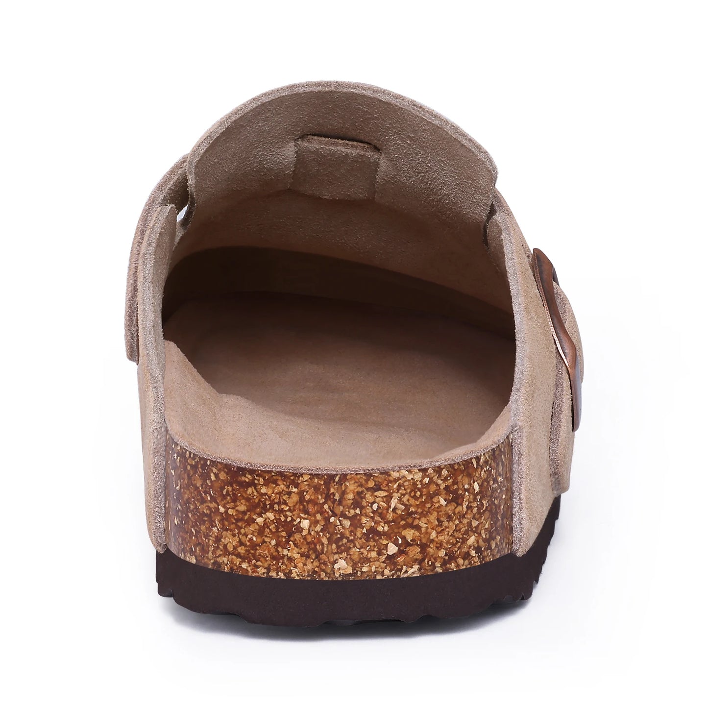 KIDMI Cork Clogs Slippers For Women Cork Footbed Beach Sandals Outdoor Suede Clogs Sandals With Adjustable Buckle Men Sandals