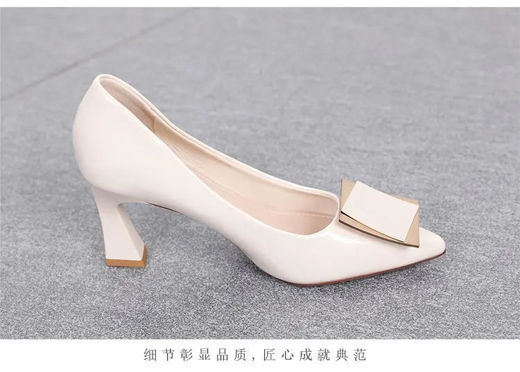 Chunky Platform Pumps Women Pointed Toe  Single Shoes Spring Autumn High Heels Woman Ankle Buckle Thick Heeled  Shoes