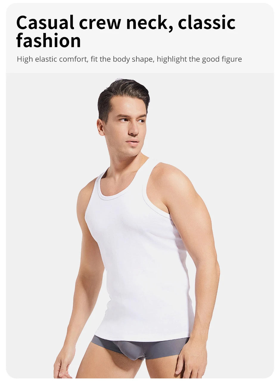 5/1 Pcs Men's Pure Cotton Sports Vest Solid Color Classic Four Seasons Thin Joker Sleeveless Slim Vest Youth Fitness Running T
