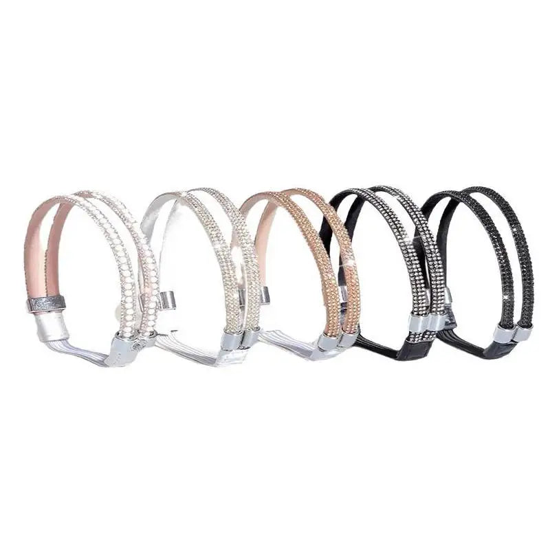 1/2Pairs Rhinestone High Heels Shoes Band Anti-loose Women Diamond Shoelaces Anti-drop Heel Straps Belt Drill Elastic Fixed Belt