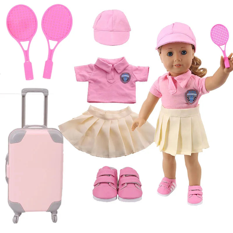 4Pcs=Raincoat+Umbrella+Rain Boots+Suitcase For 18 Inch American Doll&43Cm Reborn Baby Doll Accessories Generation Girl DIY Toys