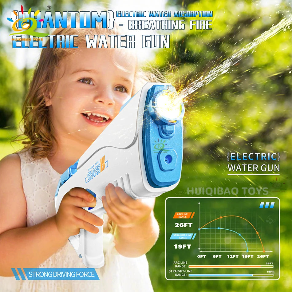 HUIQIBAO 2025 Fully automatic Pulse Electric Space Water Gun Outdoor Beach Water Battle Toy Summer Game Toys for Adult Gift