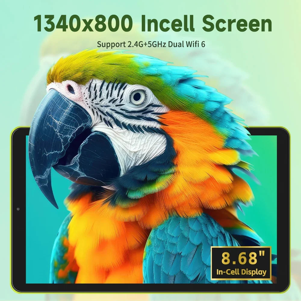 8.68Inch 2025 Android 15 Tablets Quad-core, 8GB RAM+64GB Storage 1TB Expand, 2MP+5MP Dual Camera, 5000mAh Large Capacity Battery