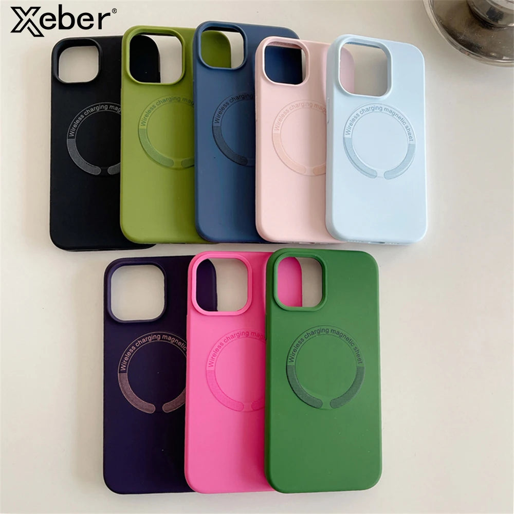 For Magsafe Phone Case For iPhone 17 16 15 Pro Max 14 13 12 11 Magnetic Wireless Charge Liquid Silicone Shockproof Bumper Cover