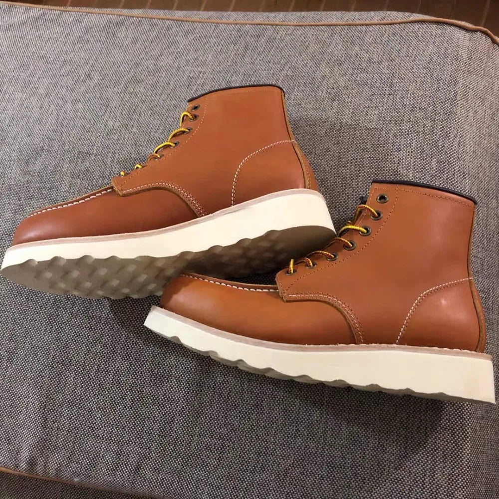 Red Black Winter Mens Shoes Desert Keep Warm Vintage Culture Rookie Men Genuine Leather Motorcycle Boots Men Western