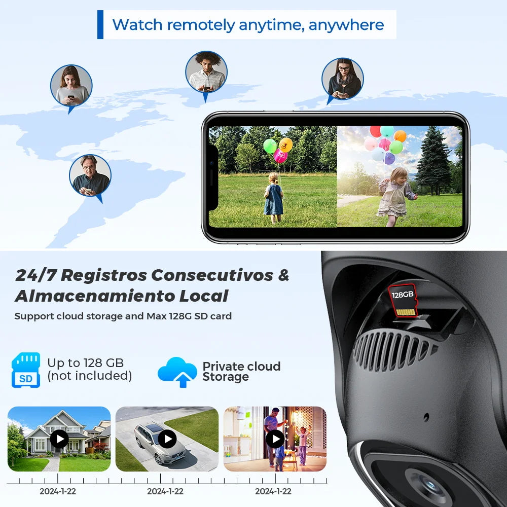 12MP 6K PTZ Wifi Camera 8X Digital Zoom Outdoor Dual Screens Wifi Surveillance Camera Night Vision CCTV IP Security Camera ICSEE