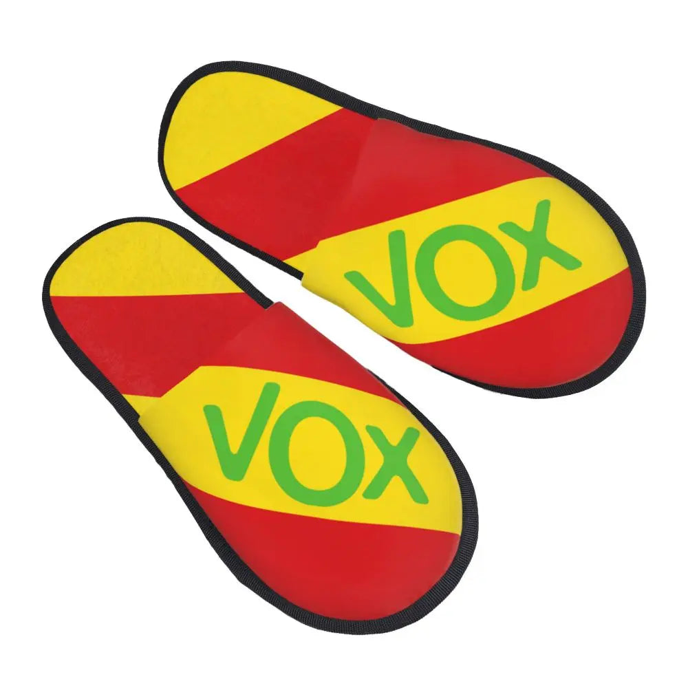 Custom Spain Vox Stripe Flag Soft Scuff With Memory Foam Slippers Women Spanish Political Party Spa House Shoes