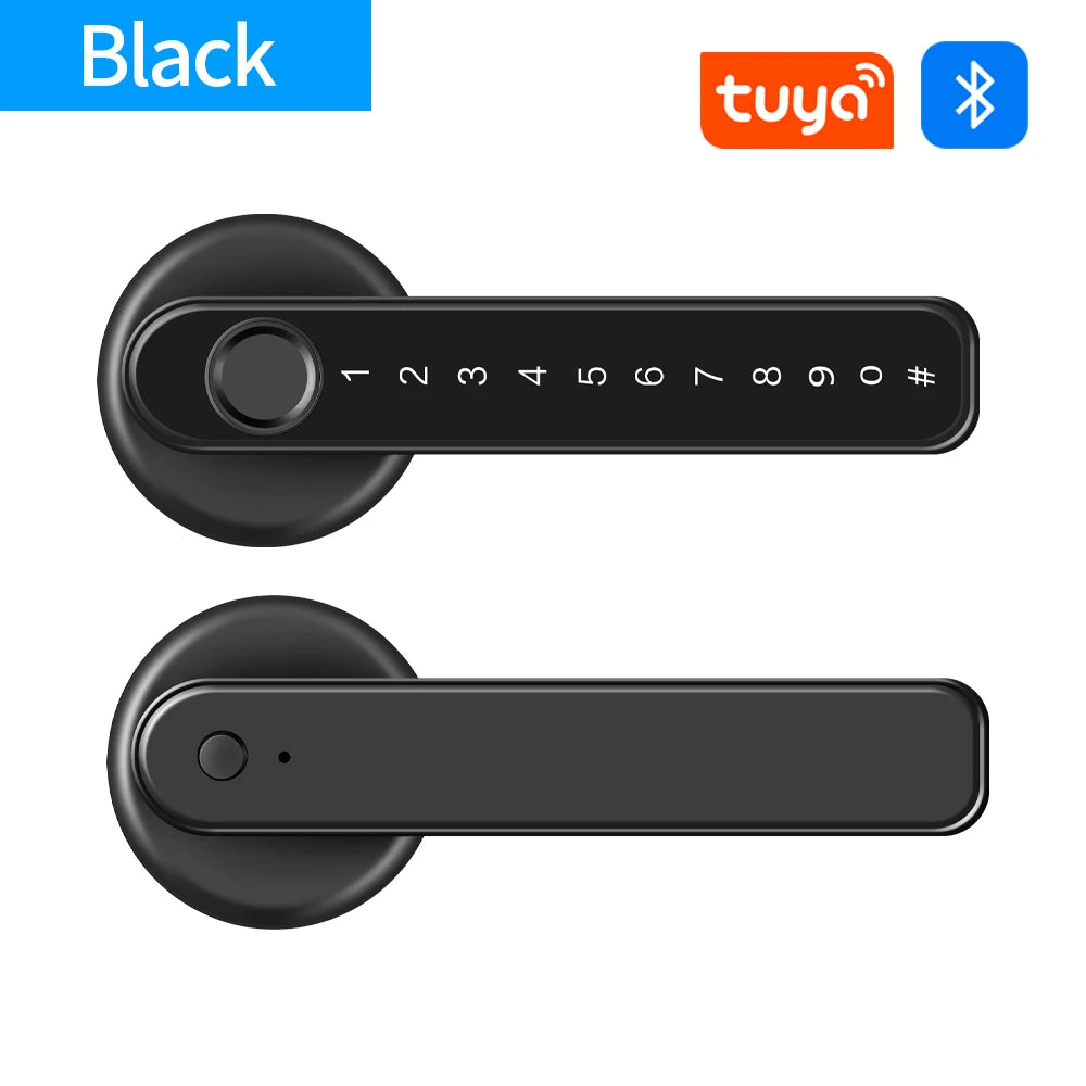 Smart Door Lock Handle With Fingerprint Key card Digital Door Lock Keypad Key Entry electronic lock Mobile APP Control