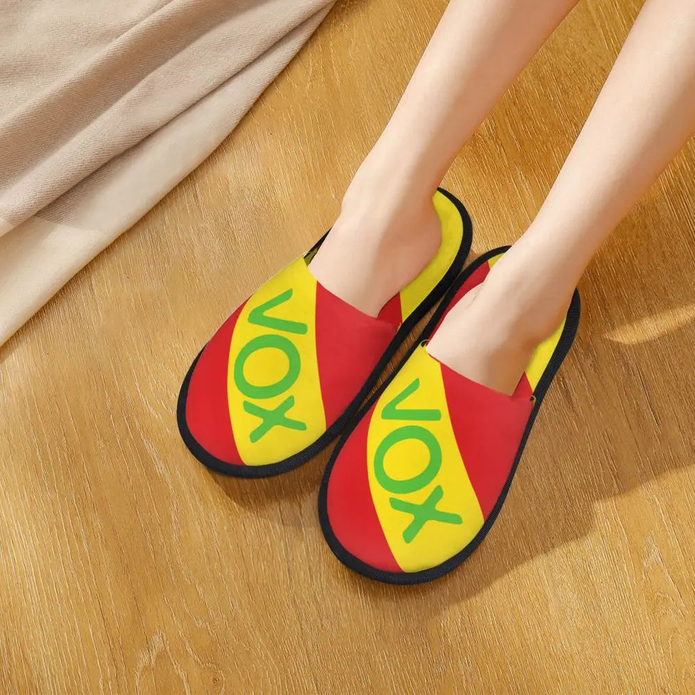 Custom Spain Vox Stripe Flag Soft Scuff With Memory Foam Slippers Women Spanish Political Party Spa House Shoes