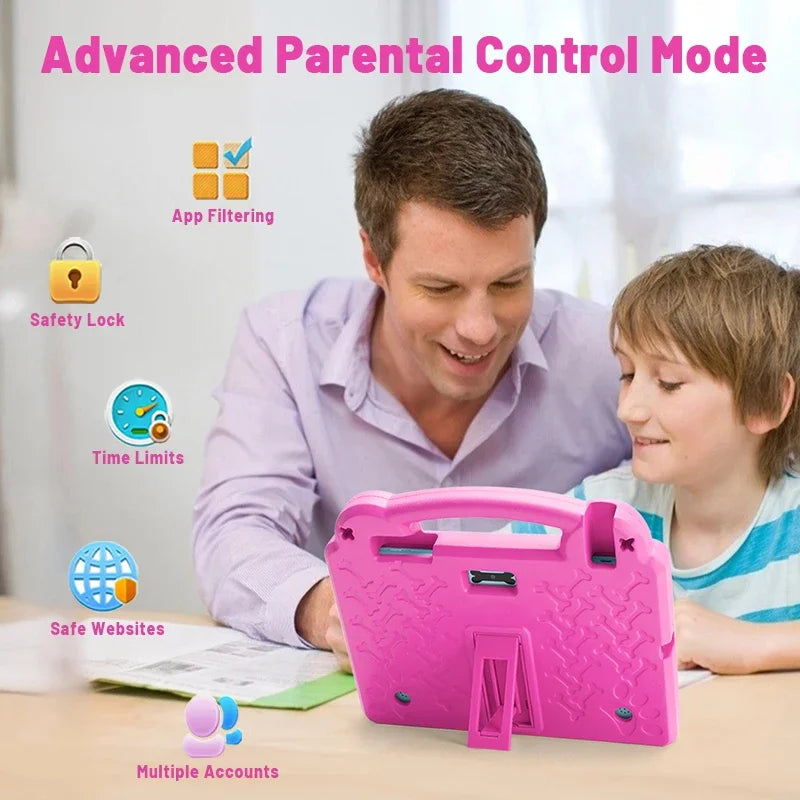 Kids Tablet Android 15 Tablet 10.1inch for Kids with Protective Case Octa-Core 8GB 64GB 1TB Expand Dual Camera Parental Control