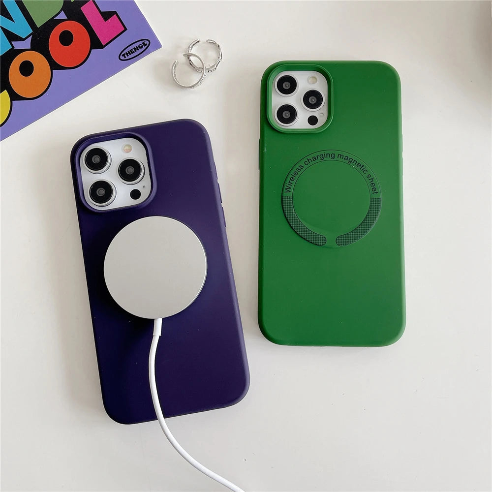 For Magsafe Phone Case For iPhone 17 16 15 Pro Max 14 13 12 11 Magnetic Wireless Charge Liquid Silicone Shockproof Bumper Cover