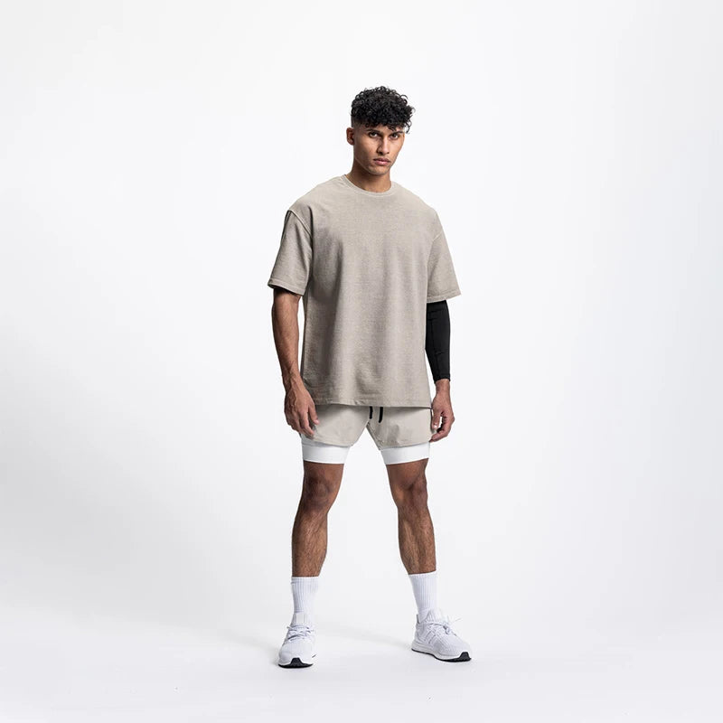 Men's 2-in-1 Running Shorts Quick Dry Gym Sports Shorts Double Layer Breathable Beach Fitness Inner Lining Summer 2025