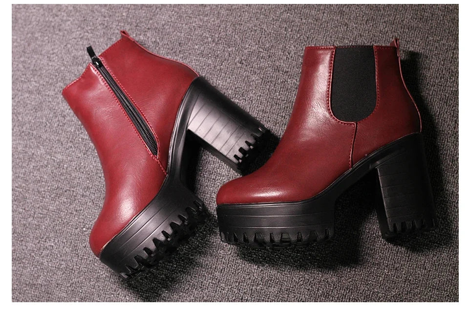 2024 Autumn/Winter New Women's Short Boots, Coarse Heel, European and American Women's Shoes with Velvet