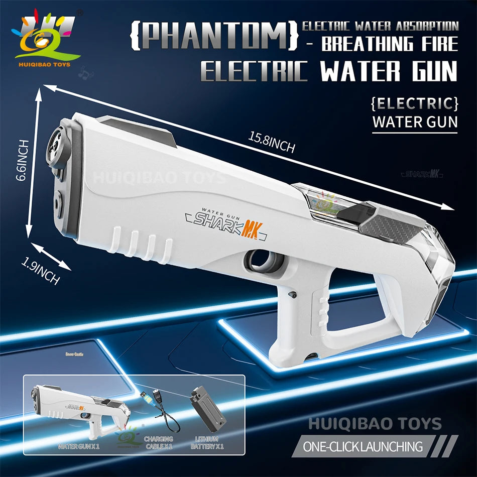 HUIQIBAO 2025 Fully automatic Pulse Electric Space Water Gun Outdoor Beach Water Battle Toy Summer Game Toys for Adult Gift