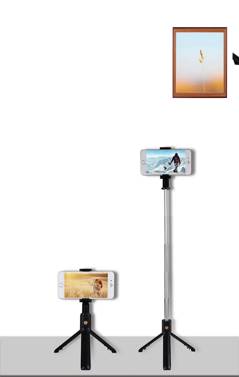 Foldable 3 in1 Mini Wireless Bluetooth Selfie Stick with Shutter Remote Retractable mini Tripod Monopod For iPhone Xiaomi Huawei