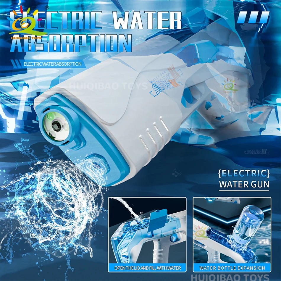 HUIQIBAO 2025 Fully automatic Pulse Electric Space Water Gun Outdoor Beach Water Battle Toy Summer Game Toys for Adult Gift