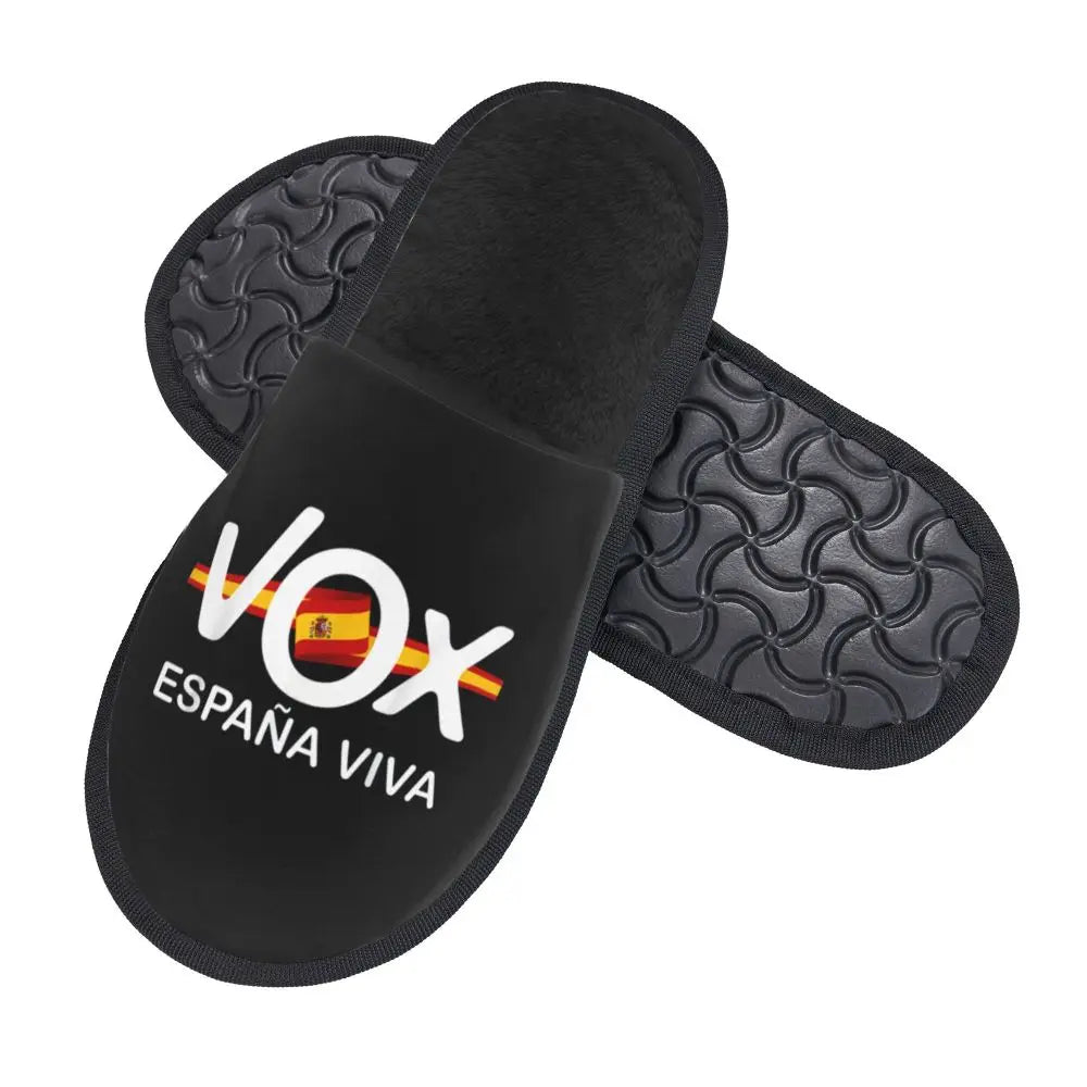 Custom Spain Vox Stripe Flag Soft Scuff With Memory Foam Slippers Women Spanish Political Party Spa House Shoes