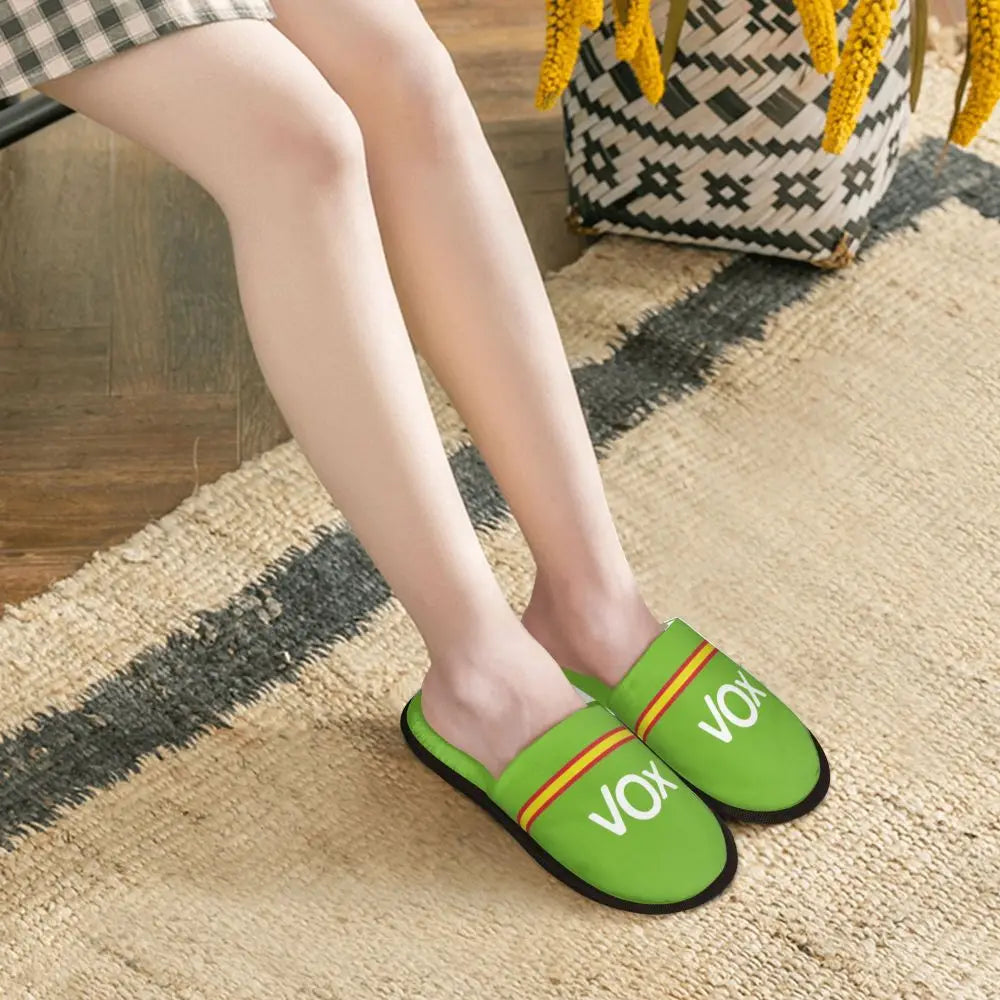 Custom Spain Vox Stripe Flag Soft Scuff With Memory Foam Slippers Women Spanish Political Party Spa House Shoes