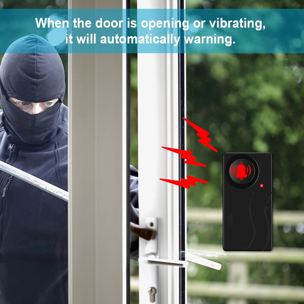 Wireless Door Window Vibration Sensor Alarm 110dB Anti-theft Remote Control Detectors Home Security Alarm System