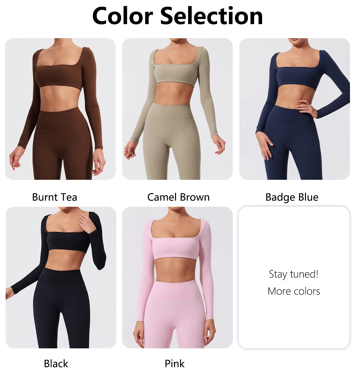 Hearuisavy Summer Quick Dry Square Neck Activewear Women Gym Top Fitness Sports Crop Top Female Casual Long Sleeve Yoga Clothes
