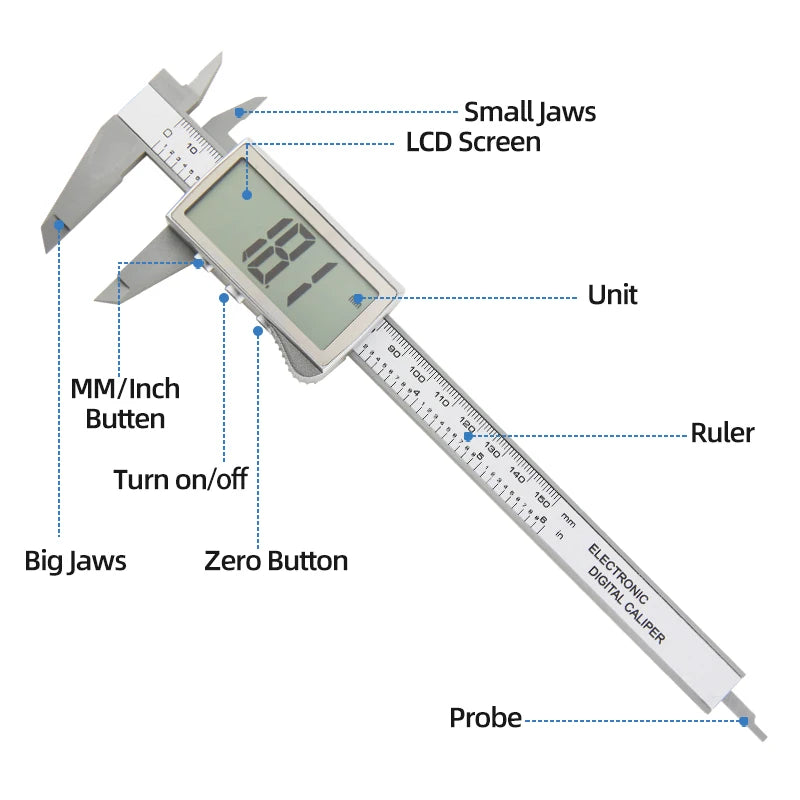 Digital Caliper Electronic Vernier Caliper Plastic Digital Ruler Calibrator Pachometer digital Micrometer Measuring Tool Caliber