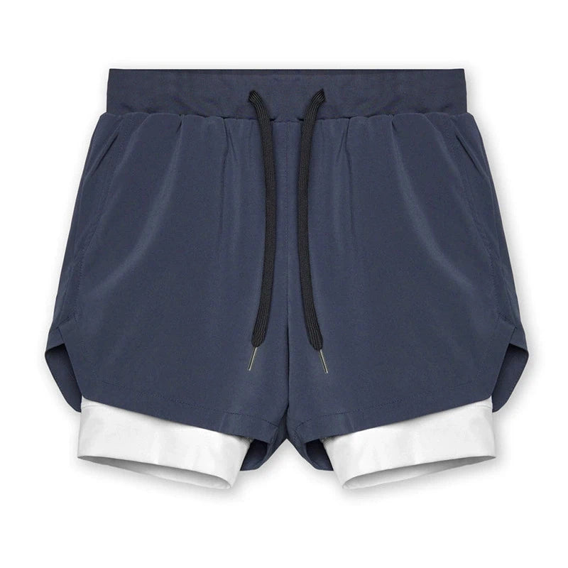 Men's 2-in-1 Running Shorts Quick Dry Gym Sports Shorts Double Layer Breathable Beach Fitness Inner Lining Summer 2025