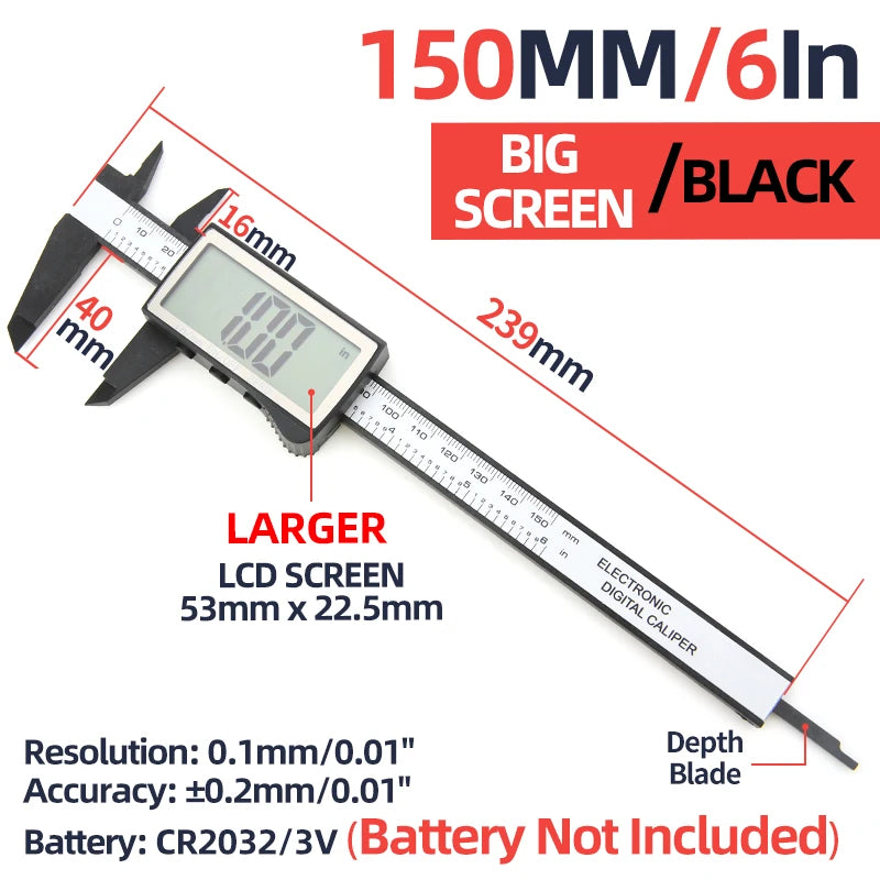 Digital Caliper Electronic Vernier Caliper Plastic Digital Ruler Calibrator Pachometer digital Micrometer Measuring Tool Caliber