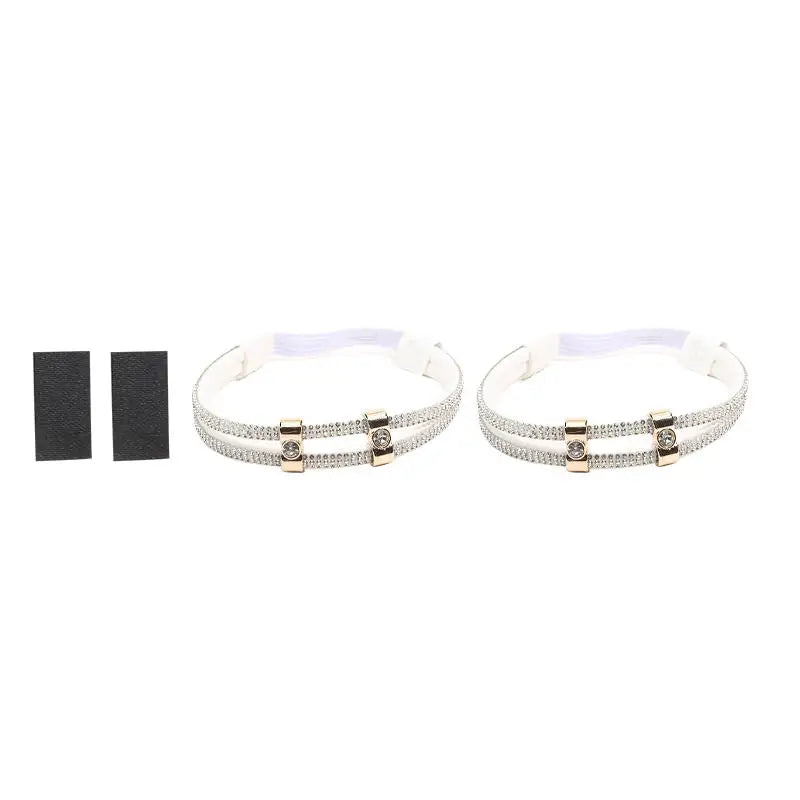 1/2Pairs Rhinestone High Heels Shoes Band Anti-loose Women Diamond Shoelaces Anti-drop Heel Straps Belt Drill Elastic Fixed Belt