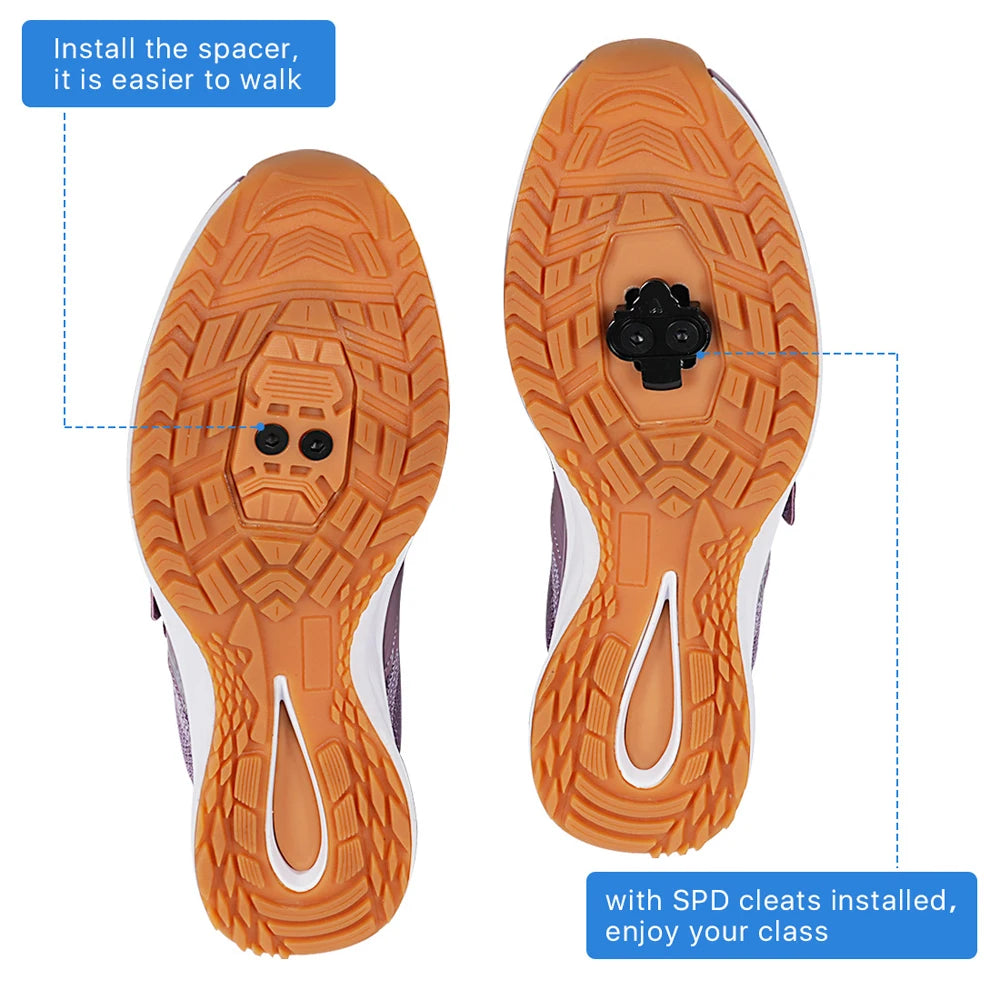 Women's indoor fitness dynamic cycling shoes hard soled rubber soled cycling shoes SPD MTB Sneakers mountain Bike shoes