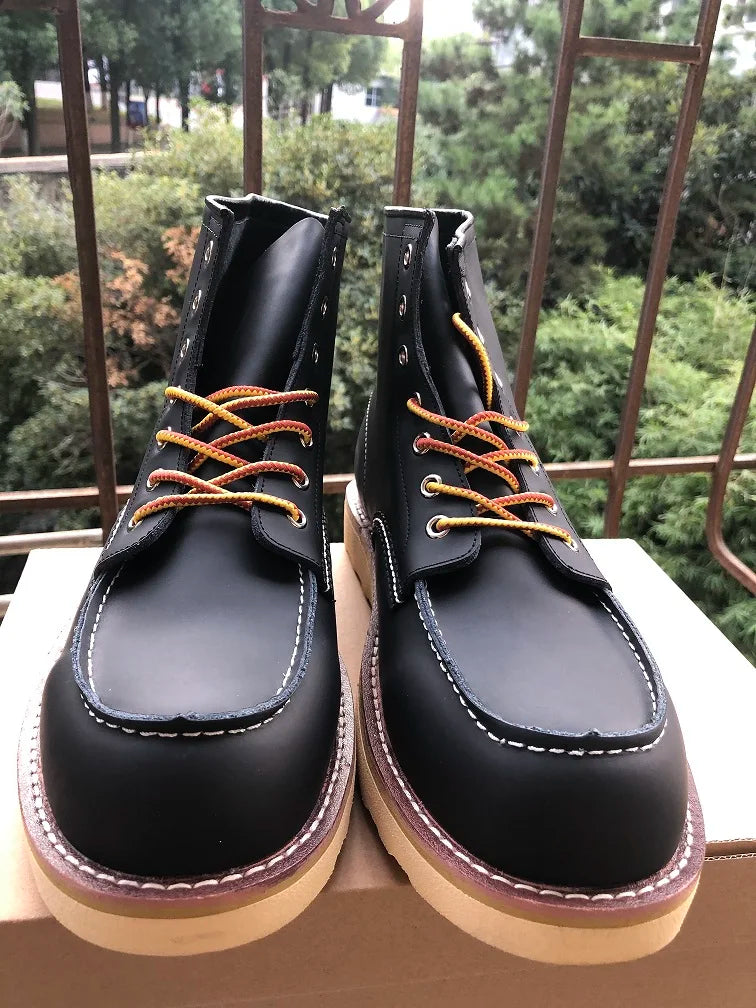 Red Black Winter Mens Shoes Desert Keep Warm Vintage Culture Rookie Men Genuine Leather Motorcycle Boots Men Western