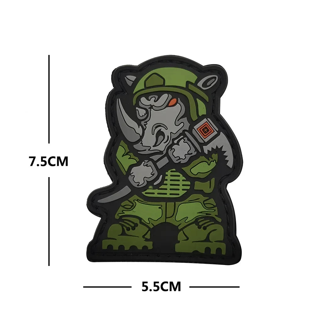 3D Tactical Military Patches PVC Fitness Armband Vests Hats Badges Soft Rubber Sword Cat Bear Morale Hook Loop Applique Emblem