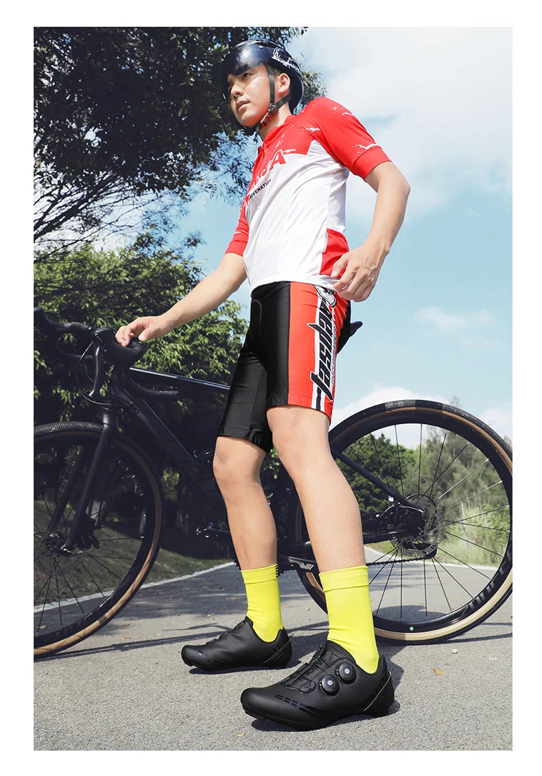 Double Buckle Cycling Shoes Men Women Nylon Bike Riding Shoes Mountain Road Bicycle Sneakers Cycling Fitness Training Shoes Male