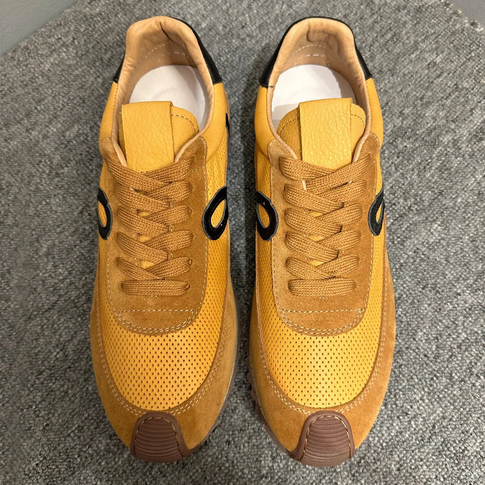 QHCCID Handmade Cowhide Breathable Shoes Sneakers Training Soft Sole Shoes