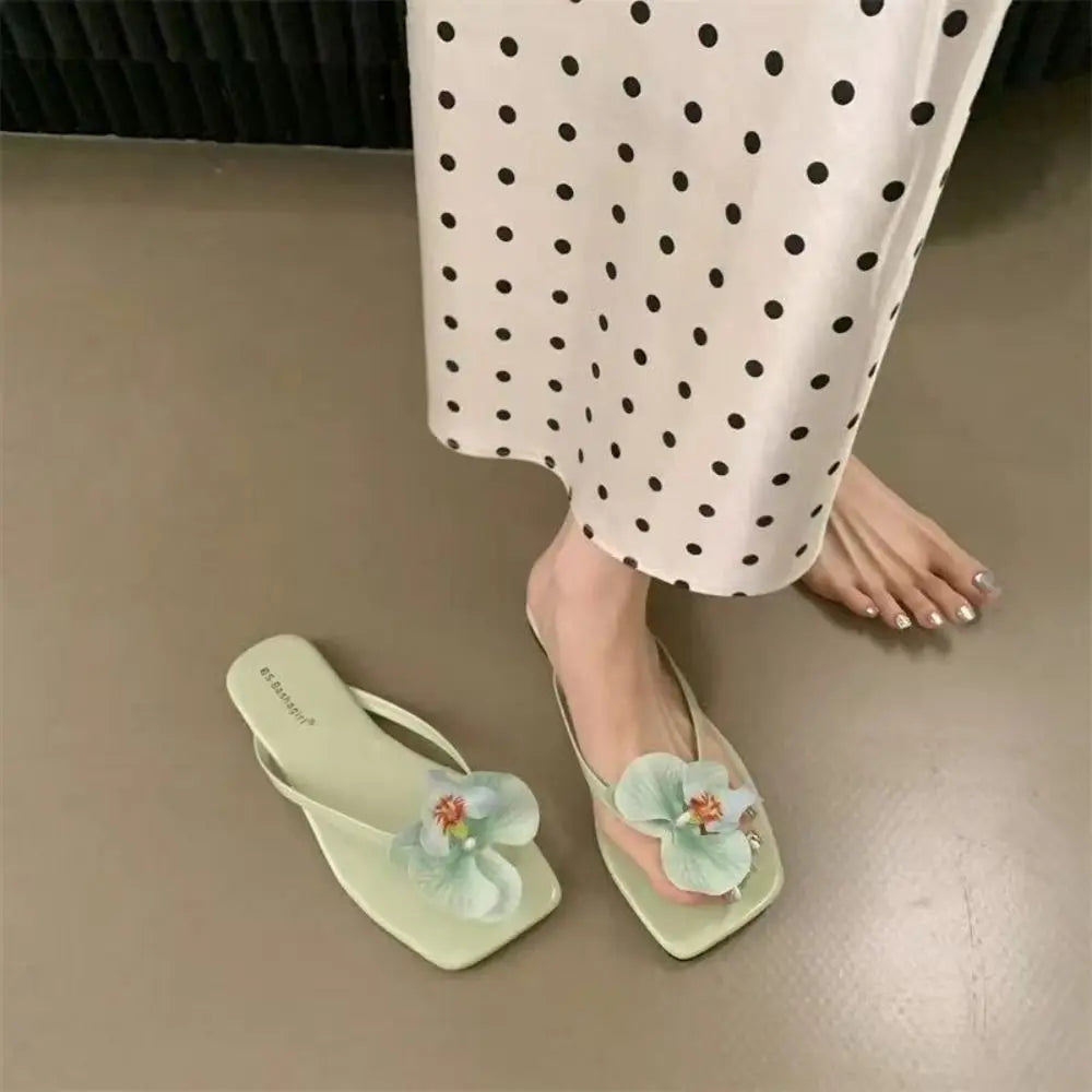 Casual Sweet Butterfly Orchid Slipper Elegant Summer Flower Flip Flops Out Wear Vacation Women's Sandals Outdoor