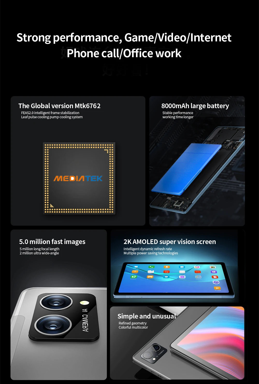 2025 New Google Pad 10.1 Inch Tablets 2K FHD Display Octa Core 8GB RAM 256GB ROM Dual 4G LTE 5G WiFi Android Tablet PC 8000mAh