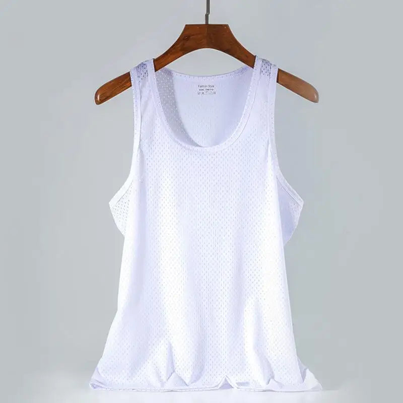 Summer Mesh Tank Top Men Gym Fitness Quick Dry T-shirt Mens Bodybuilding Fitness Muscle Sleeveless Breathable Male Mesh T Shirts