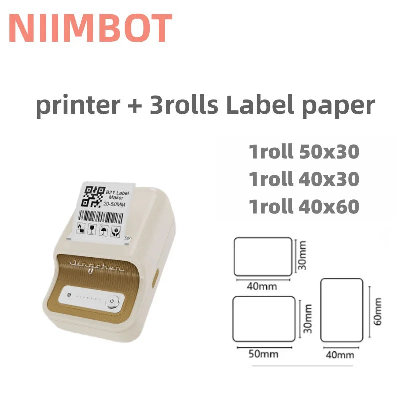 NIIMBOT B21 Label Printer Portable Wir-eless Bluetooth Thermal Label Maker Sticker Printer Label paper