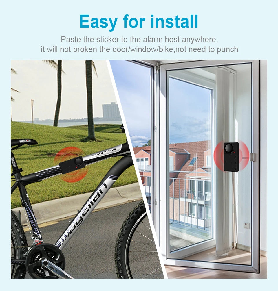 Wireless Door Window Vibration Sensor Alarm 110dB Anti-theft Remote Control Detectors Home Security Alarm System