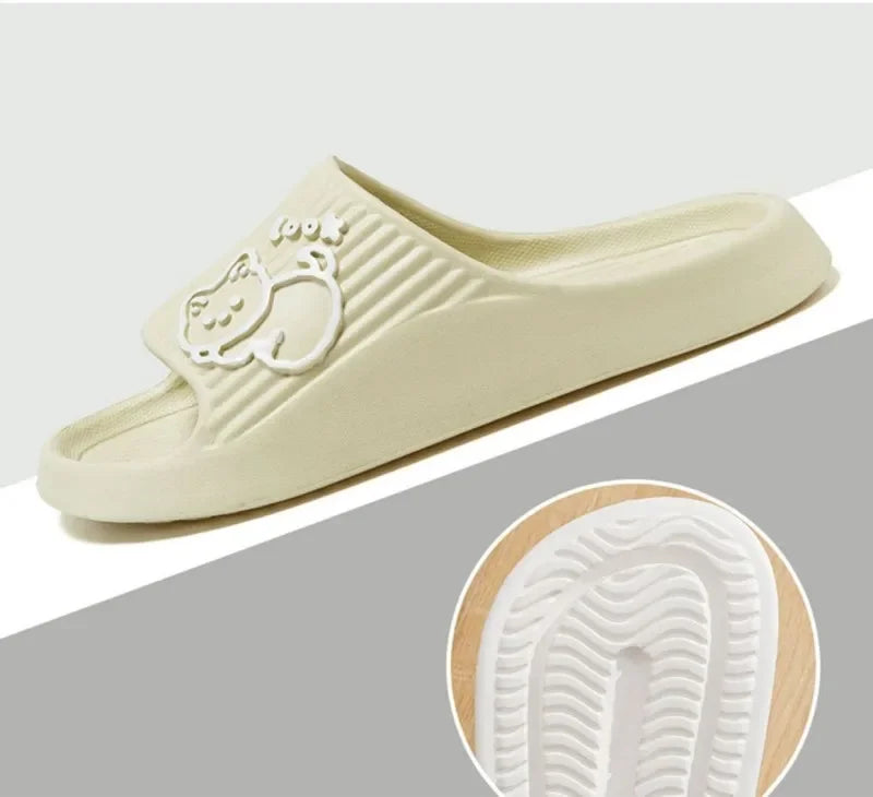 2024 Summer Women Slippers Bath Thick Platform Non-Slip Home Cat Cartoon Flip Flops Beach Sandals Ladies Slides Indoor Outdoor