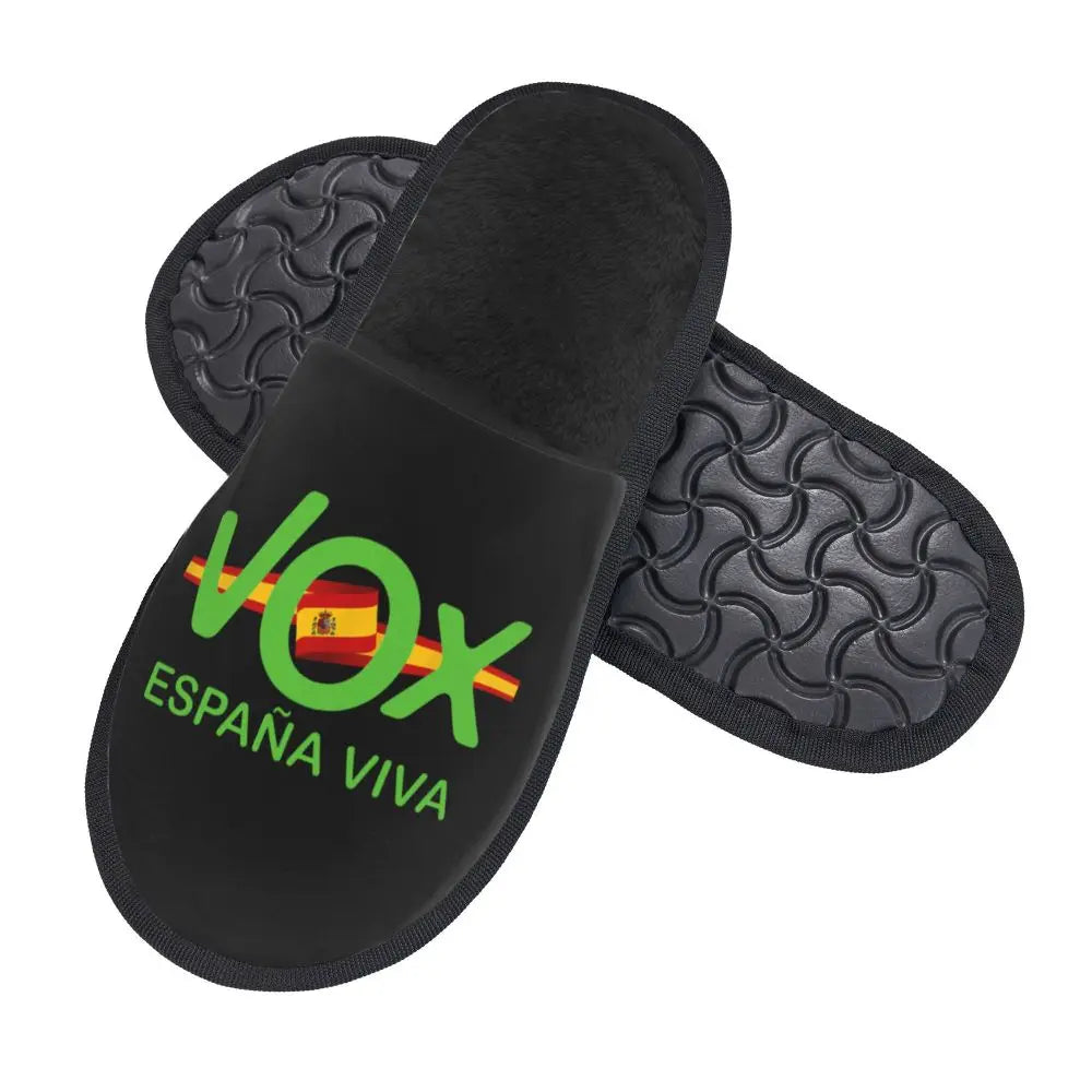 Custom Spain Vox Stripe Flag Soft Scuff With Memory Foam Slippers Women Spanish Political Party Spa House Shoes