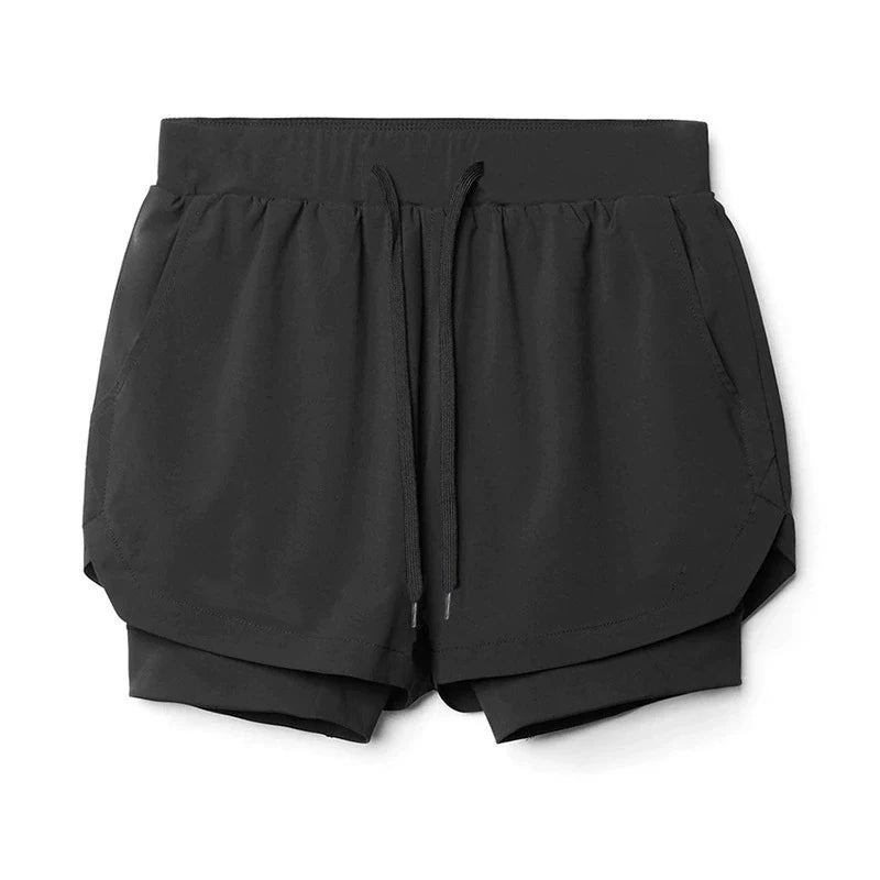 Men's 2-in-1 Running Shorts Quick Dry Gym Sports Shorts Double Layer Breathable Beach Fitness Inner Lining Summer 2025